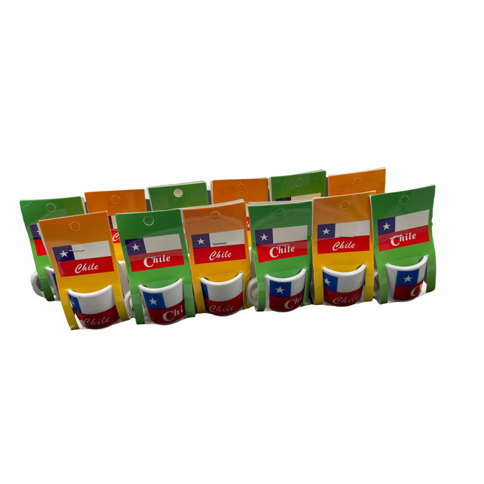Pack X 12 Tacitas Miniaturas Souvenir Bandera Chilena