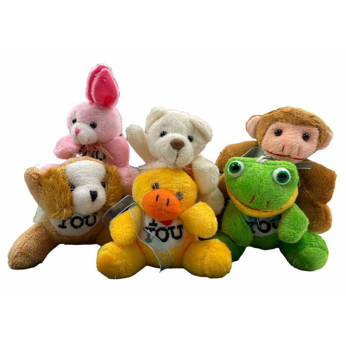 Pack X 6 Llaveros De Peluche Animalitos I LOVE YOU