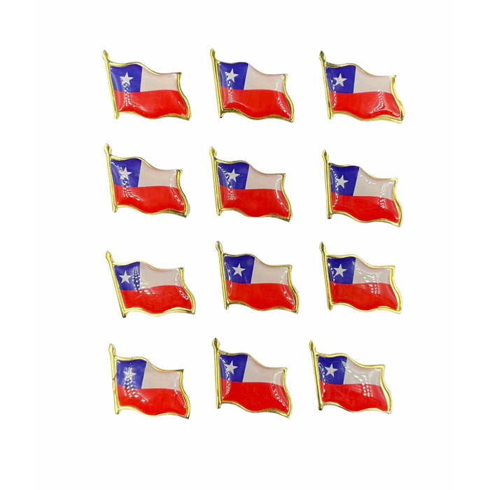 Pack X 12 Piocha, Pin de Bandera Chilena