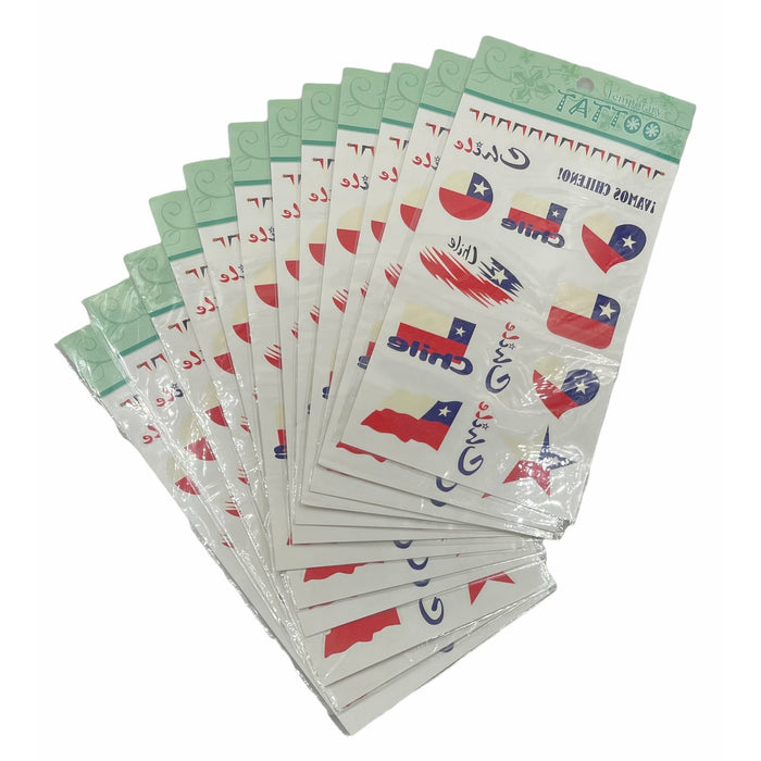 Pack X 12 Hojas de Tatuajes Temporales de Chile