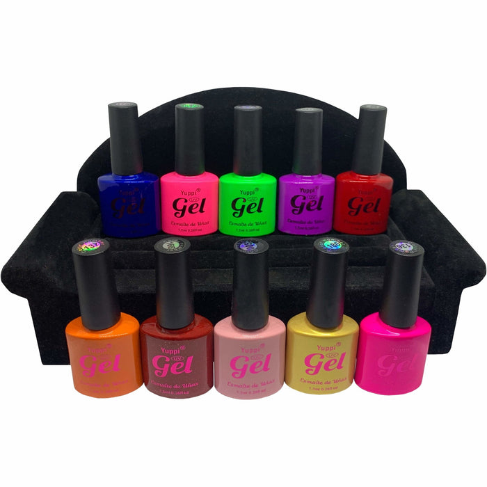 [Pack] 10 Esmaltes Permanentes Gel Color + Capa Base y Capa Top - KKOT